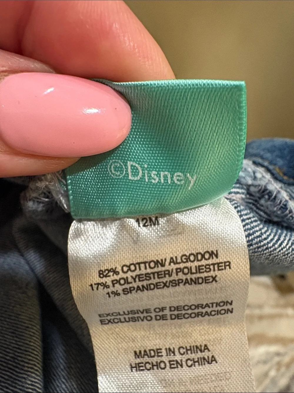 Disney baby Blue Denim Overall pleated Skirt embroidered MINNIE mouse pocket 12M